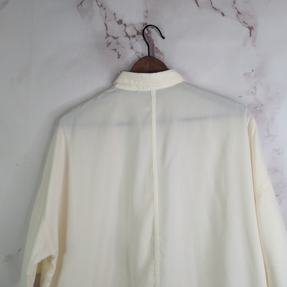 Everlane Shirt Women Small Drapey Square Sandstone Button Short Sleeve Cream - Picture 6 of 16